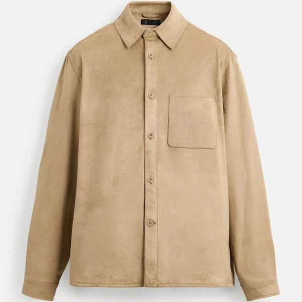 Zara Men's Lightweight Faux Suede Overshirt